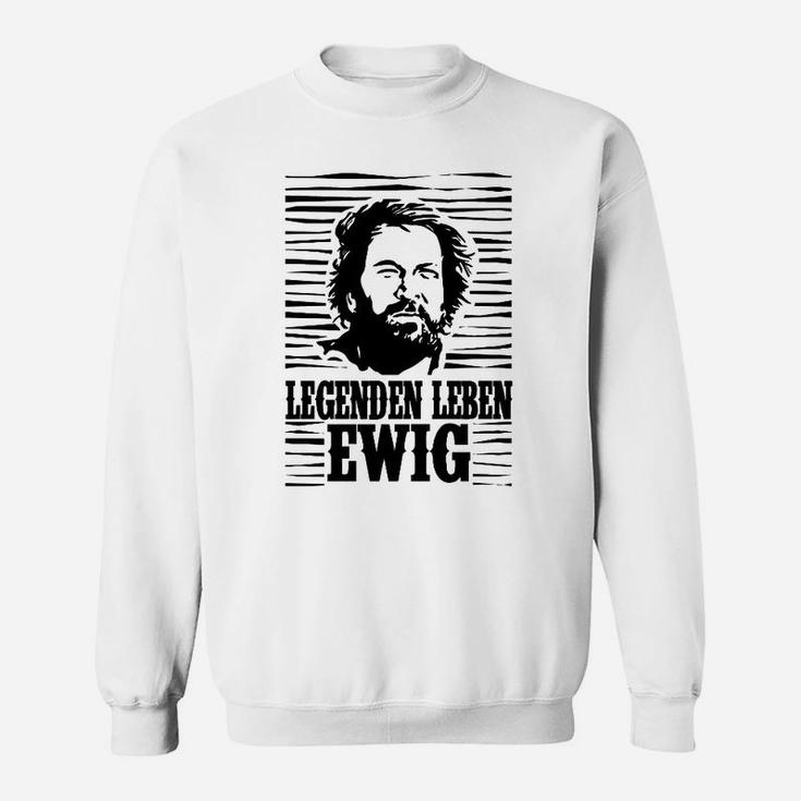 Herren-Sweatshirt mit Portrait Legenden leben ewig – Klassisch Weiß