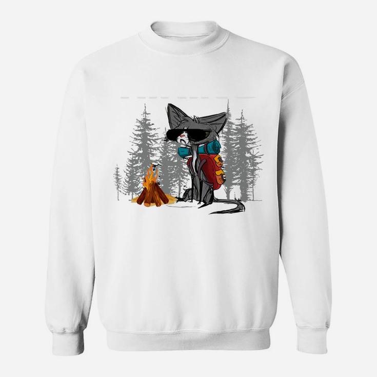 Hiking Because Murder Is Wrong Funny Cat Hiking Lovers Sweatshirt Sweatshirt