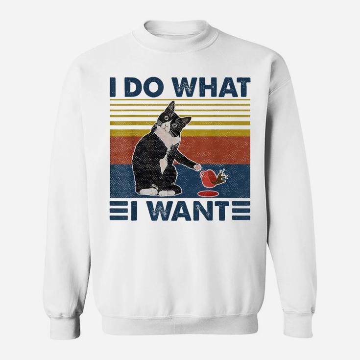 I Do What I Want Cat Vintage Funny Animal Kitty Lovers Tees Sweatshirt
