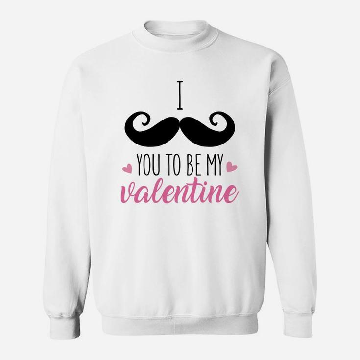 I Mustache You To Be My Valentine Pink Happy Valentines Day Sweatshirt