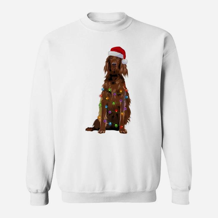 Irish Setter Christmas Lights Xmas Dog Lover Santa Hat Sweatshirt