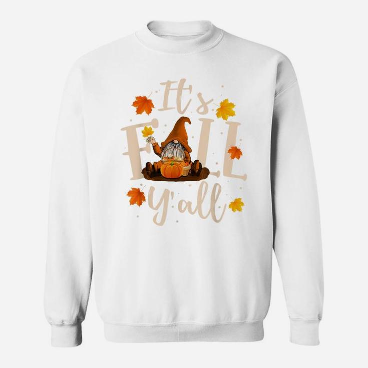 It's Fall Y'all Cute Gnomes Pumpkin Autumn Tree Fall Leaves Sweatshirt