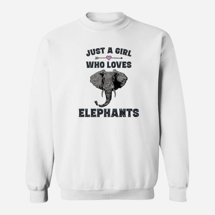Just A Girl Who Loves Elephants Elephant Gift Girls Sweatshirt