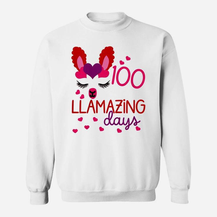 Kids 100 Days Of School Gift For Little Girls 100 Llamazing Days Sweatshirt