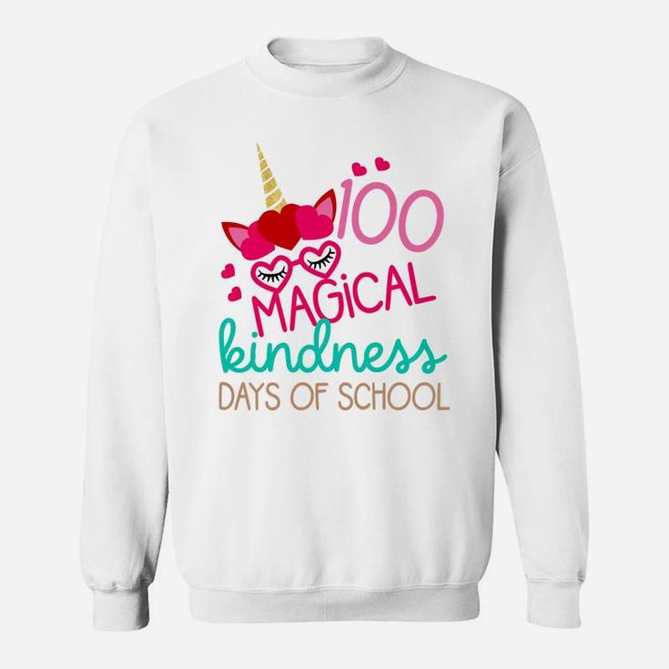 Kids 100 Days School Gift Little Girls 100 Magical Kindness Days Sweatshirt
