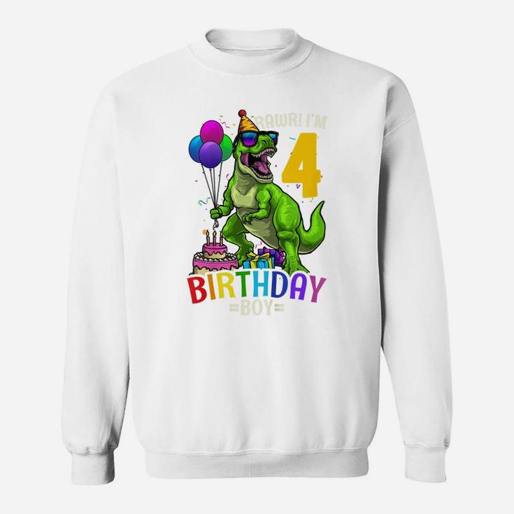 Kids 4Th Birthday BoyRex Dinosaur Dino Party Gift Sweatshirt