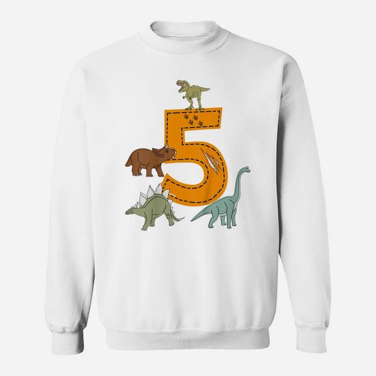 Kids 5Th Birthday  Boys Dino Dinosaurs Gift Birthday Sweatshirt