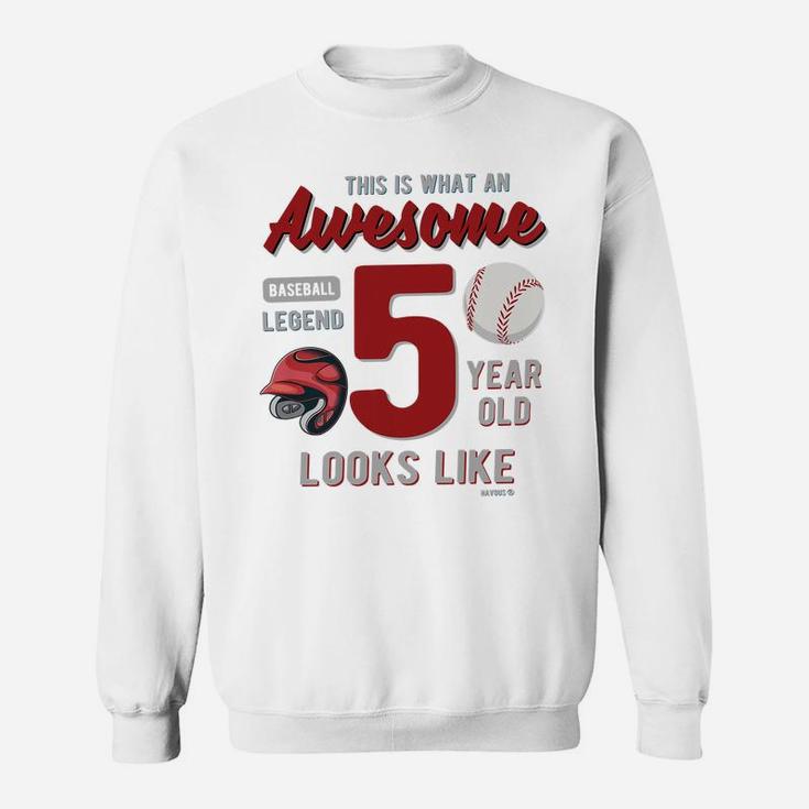 Kids 5Th Birthday Gift Awesome 5 Year Old Baseball Legend Sweatshirt