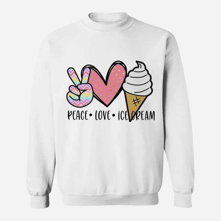 Kids Cute Kawaii Gift For Teen Girl Teenager Peace Love Ice Cream Sweatshirt
