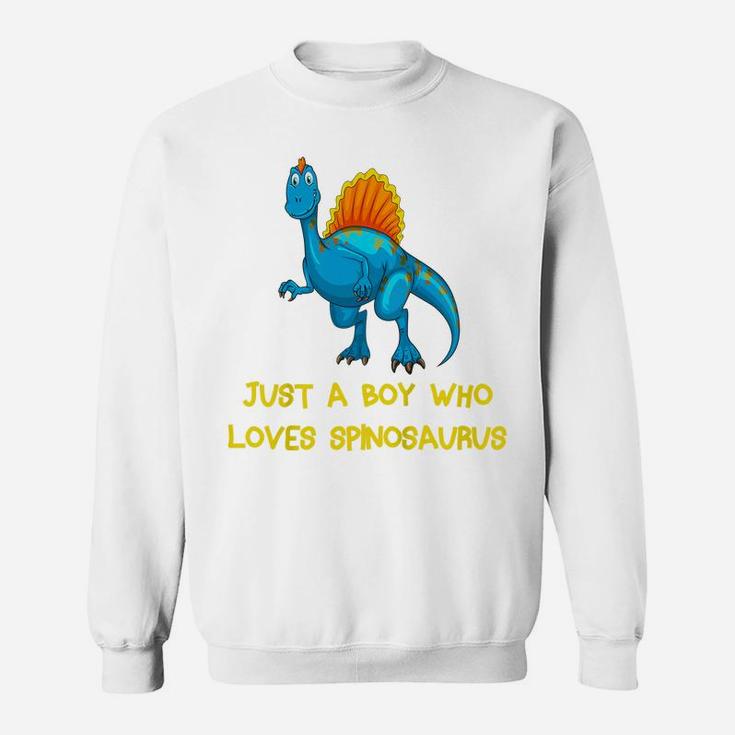 Kids Just A Boy Who Loves Spinosaurus Funny Blue Dinosaur Sweatshirt