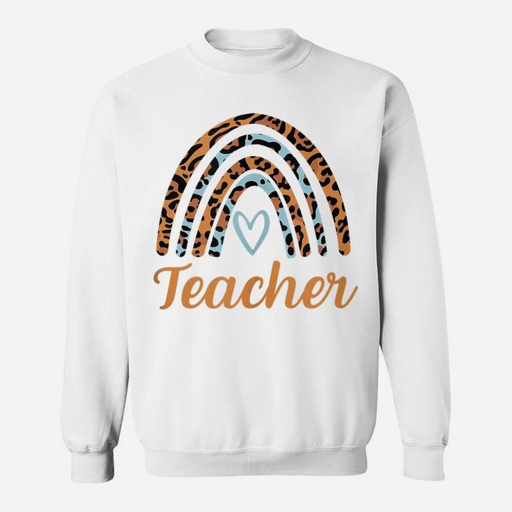 Leopard Boho Rainbow Teacher Love Women Sweatshirt