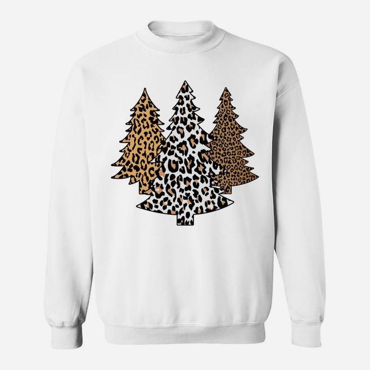 Leopard Christmas Trees Cheetah Animal Print Holiday Sweatshirt