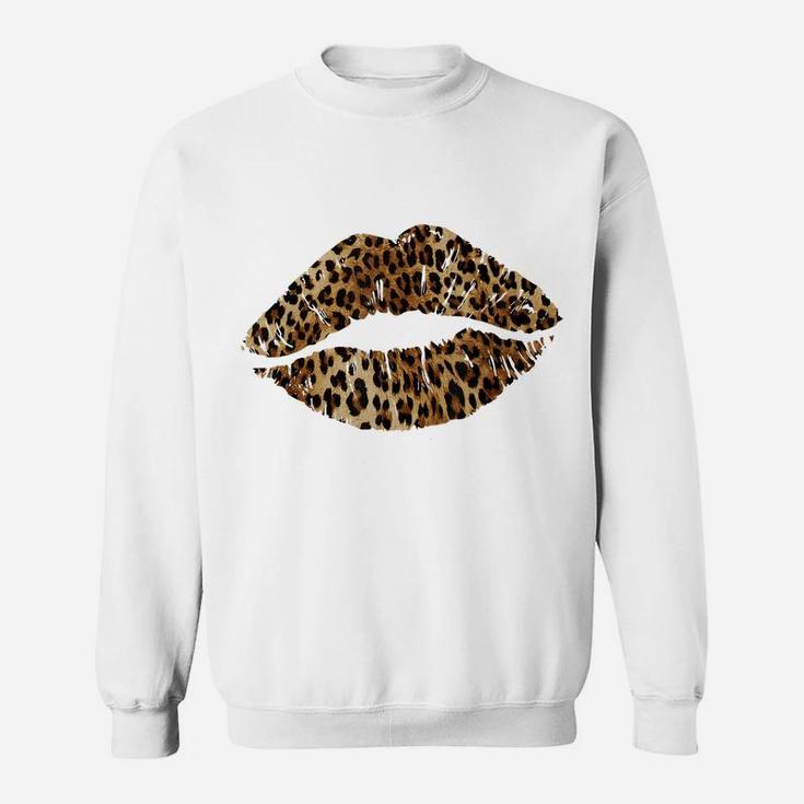 Leopard Lips Trendy Kiss Mouth Women Cheetah Animal Print Sweatshirt