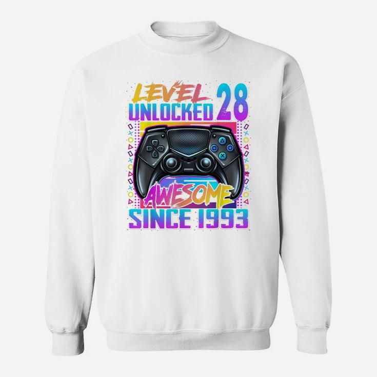 Level 28 Unlocked Awesome Since 1993 28Th Birthday Gaming Sweatshirt