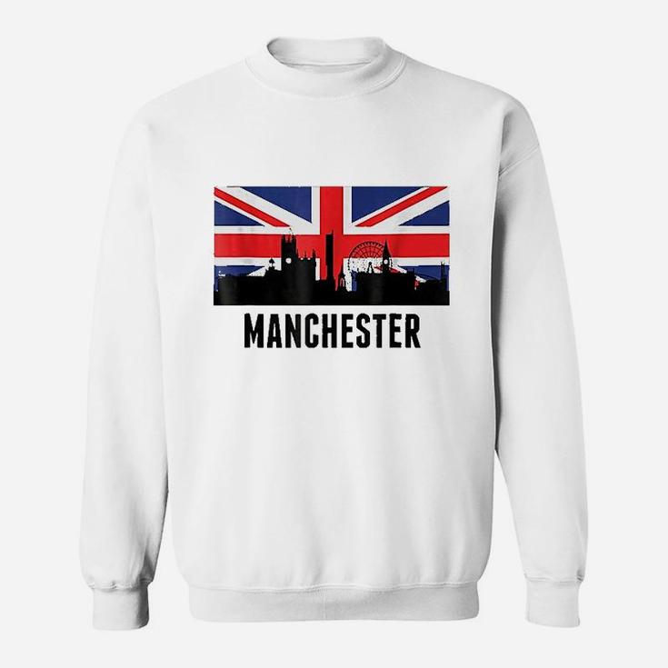 Manchester England Cityscape Skyline British Flag Sweatshirt