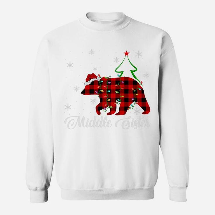 Matching Buffalo Plaid Christmas Middle Sister Bear Pajama Sweatshirt