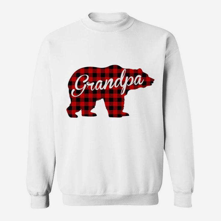 Mens Grandpa Bear Plaid Red Sweatshirt