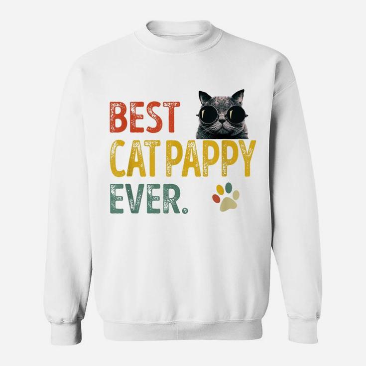 Mens Vintage Best Cat Pappy Ever Retro Cat Daddy Father Gift Sweatshirt