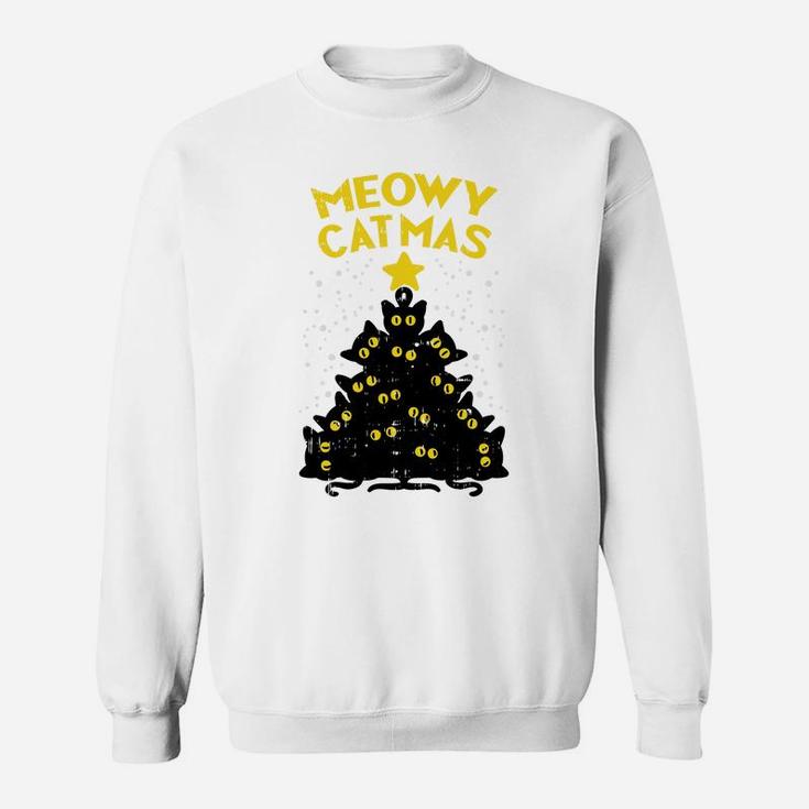 Meowy Catmas Black Cats Tree Funny Cat Owner Christmas Gift Sweatshirt Sweatshirt