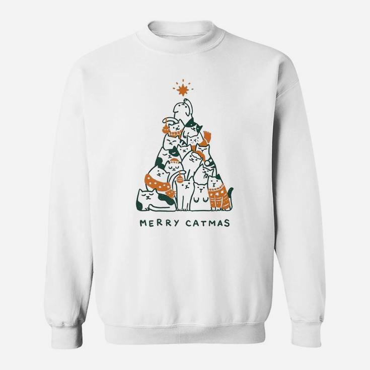Merry Catmas Funny Cats Christmas Tree Xmas Gift Sweatshirt