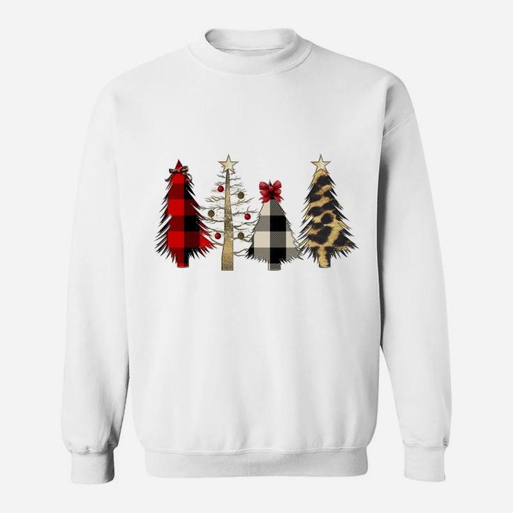 Merry Christmas Leopard And Buffalo Plaid Christmas Tree Sweatshirt Sweatshirt