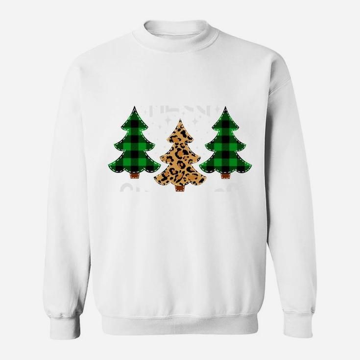 Merry Christmas Tee Leopard & Green Buffalo Plaid Xmas Tree Sweatshirt Sweatshirt
