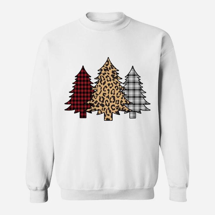 Merry Christmas Trees Leopard Buffalo Plaid Animal Print Sweatshirt