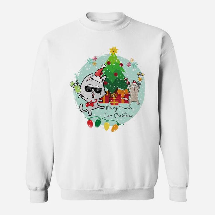 Merry Drunk I'm Christmas - Funny Drinking Cats Party Sweatshirt Sweatshirt