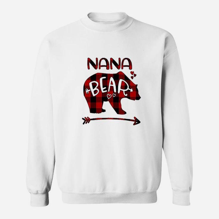 Nana Bear Red N Black Buffalo Plaid Bear Heart Sweatshirt