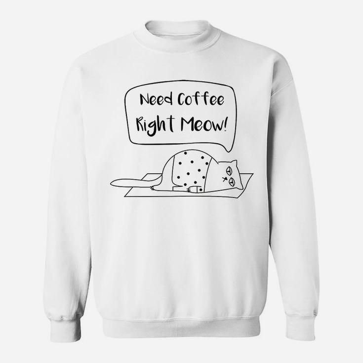 Need Coffee Meow Funny Cat Sweatshirt