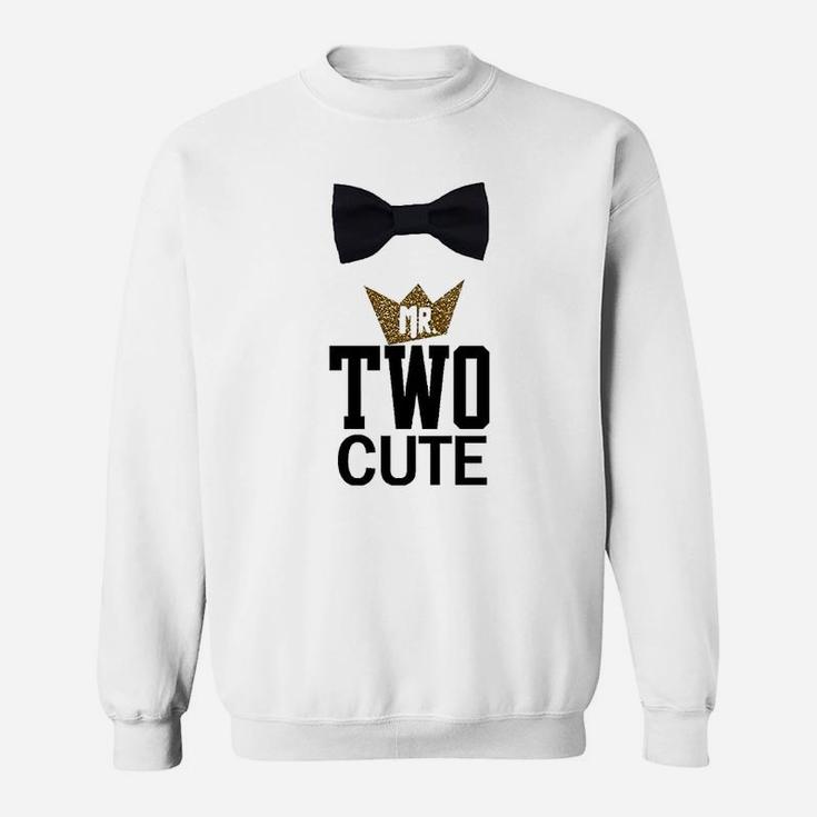Noah Boytique Boys 2Nd Birthday Two Cute Black And Gold Bow Tie Sweatshirt