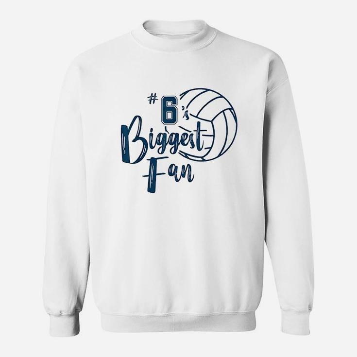 Number 6 Biggest Fan Volleyball Mom Dad Sister Brother Sweatshirt