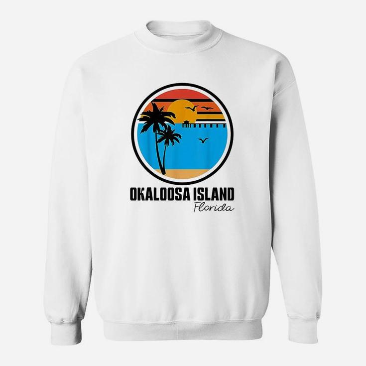 Okaloosa Island Florida Sunset Ocean Palm Tree Fishing Pier Sweatshirt