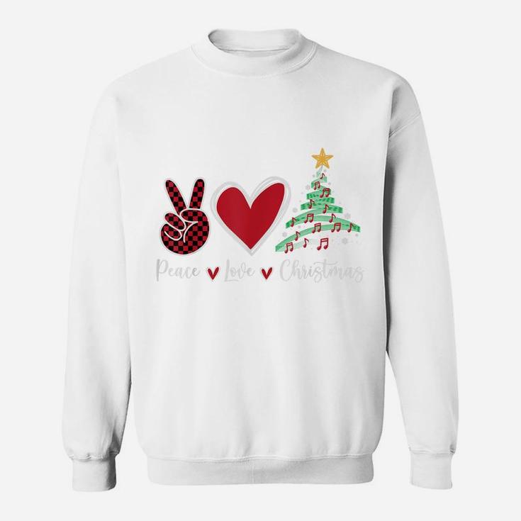 Peace Love Christmas Tshirt - Funny Christmas Music Notes Sweatshirt