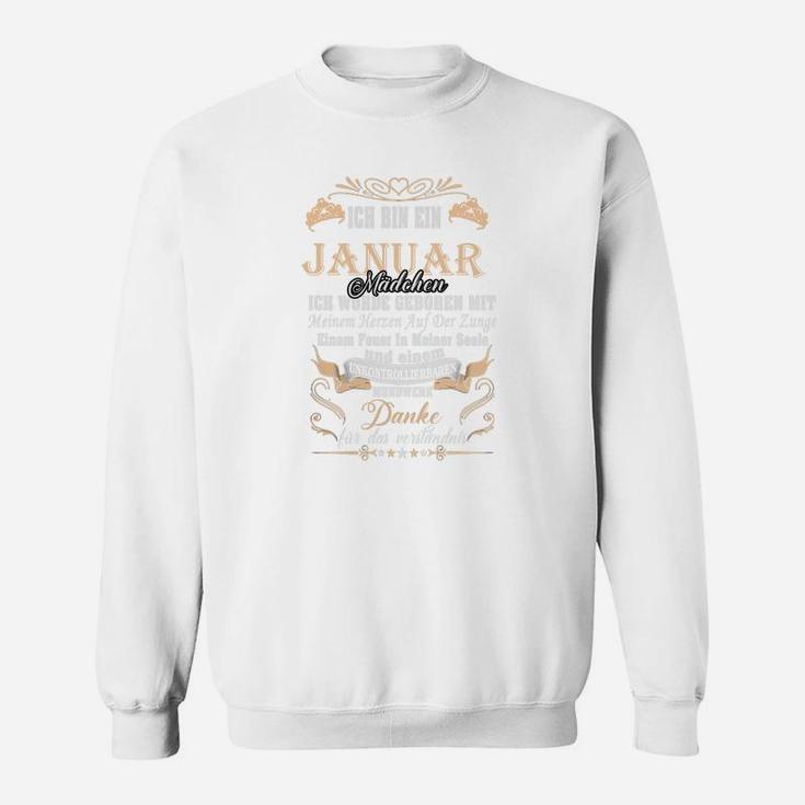 Personalisiertes Vintage Geburtsmonat Sweatshirt mit Dankesspruch, Weiß