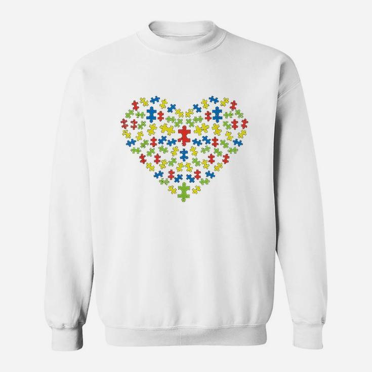 Puzzles Heart Love Awareness Mom Dad Teacher Parents Sweatshirt