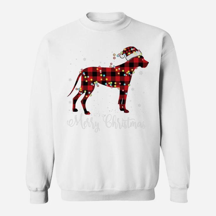 Red Plaid Buffalo Great Dane Merry Christmas Pajamas Sweatshirt