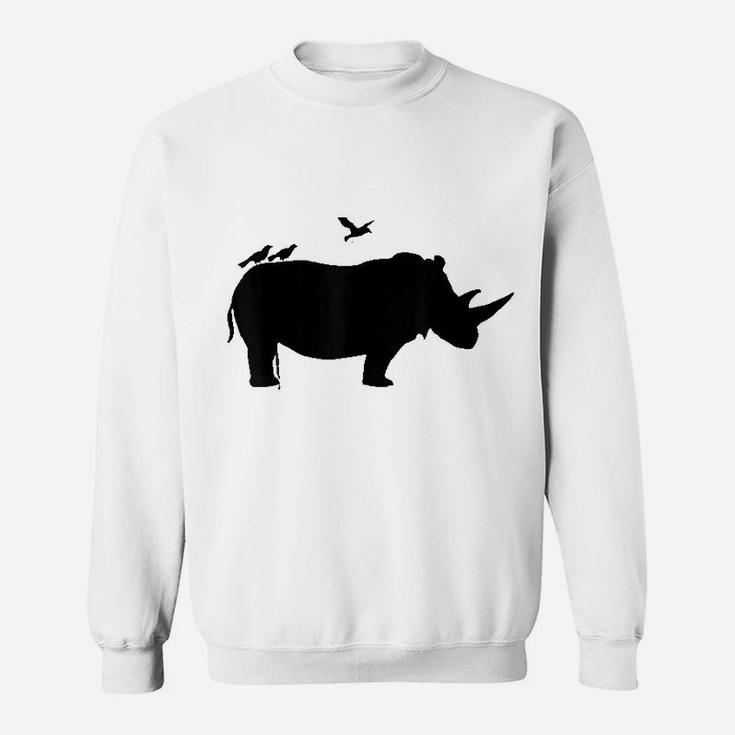 Rhino With Birds Rhinoceros Sweatshirt