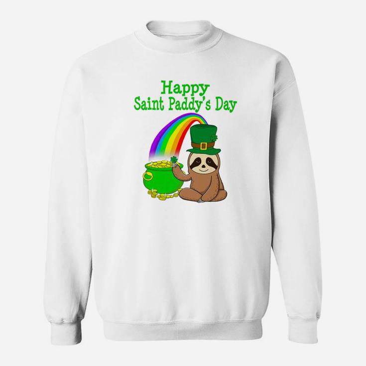 Saint Patricks Day Sloth Cute Funny St Pattys Kids Sweatshirt