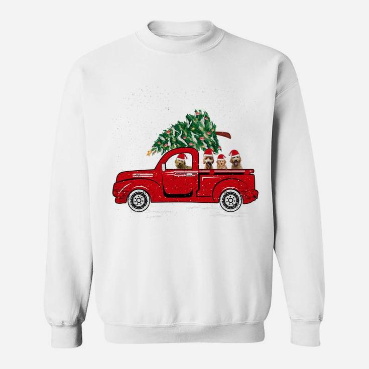 Santa Goldendoodle Riding Red Truck Dog Merry Christmas Gift Sweatshirt