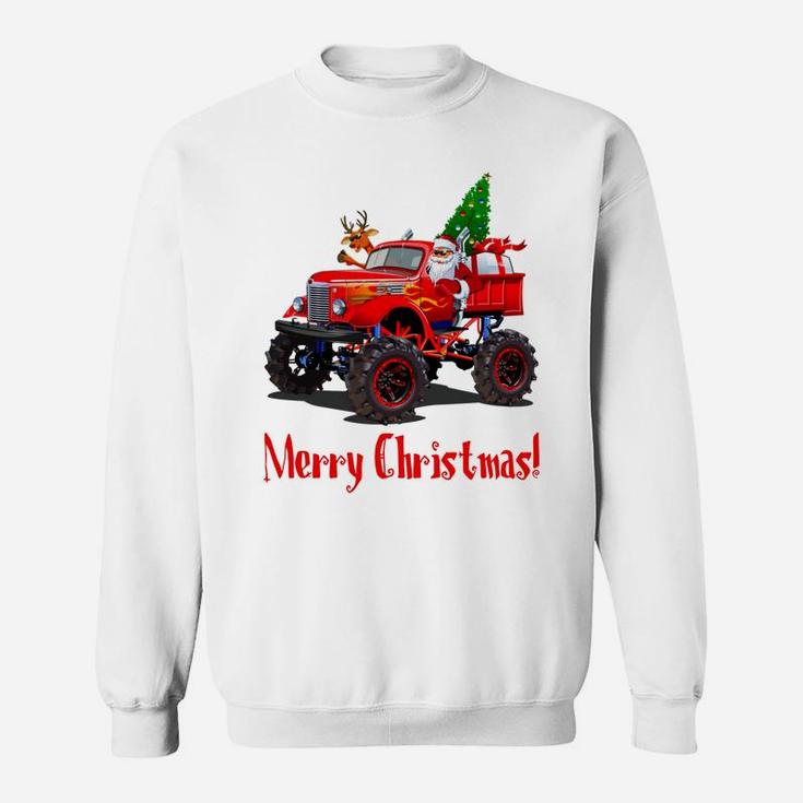 Santa Rudolph Monster Truck Men Guy Boys Teen Kid Youth Gift Sweatshirt