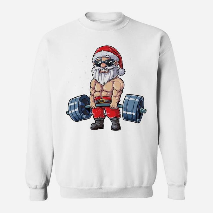 Santa Weightlifting Christmas Fitness Gym Deadlift Xmas Men Sweatshirt Sweatshirt