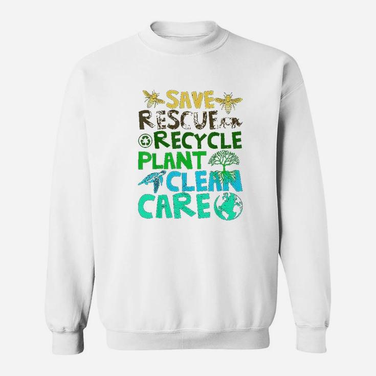 Save Bees Rescue Animals Recycle Plastict Earth Day Gifts Sweatshirt