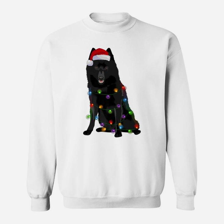 Schipperke Christmas Lights Xmas Dog Lover Santa Hat Sweatshirt