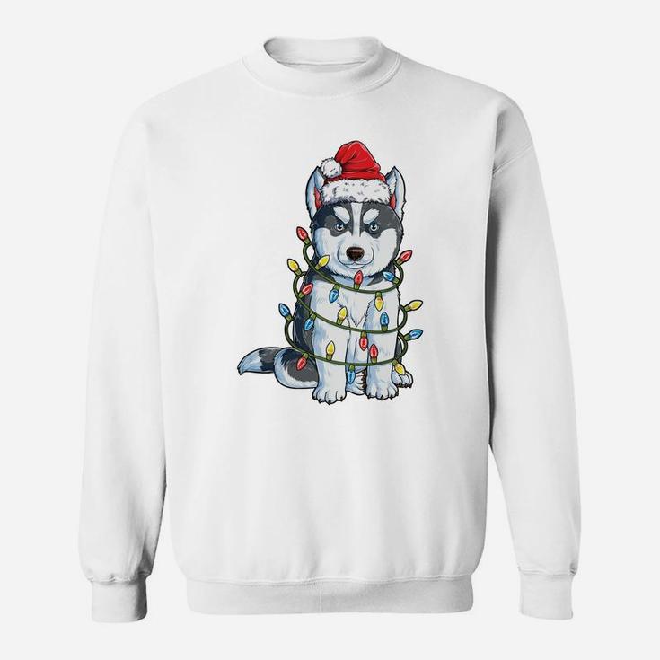 Siberian Husky Santa Christmas Tree Lights Xmas Gifts Boys Sweatshirt Sweatshirt