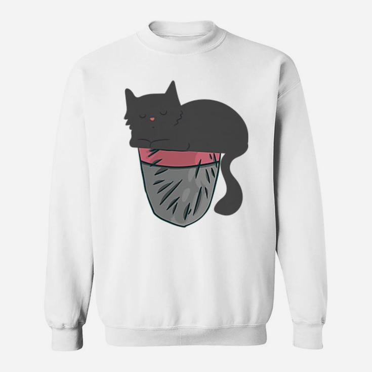 Sleepy Cat Pocket Kitty Themed Gifts Pet Kitten Animal Lover Sweatshirt