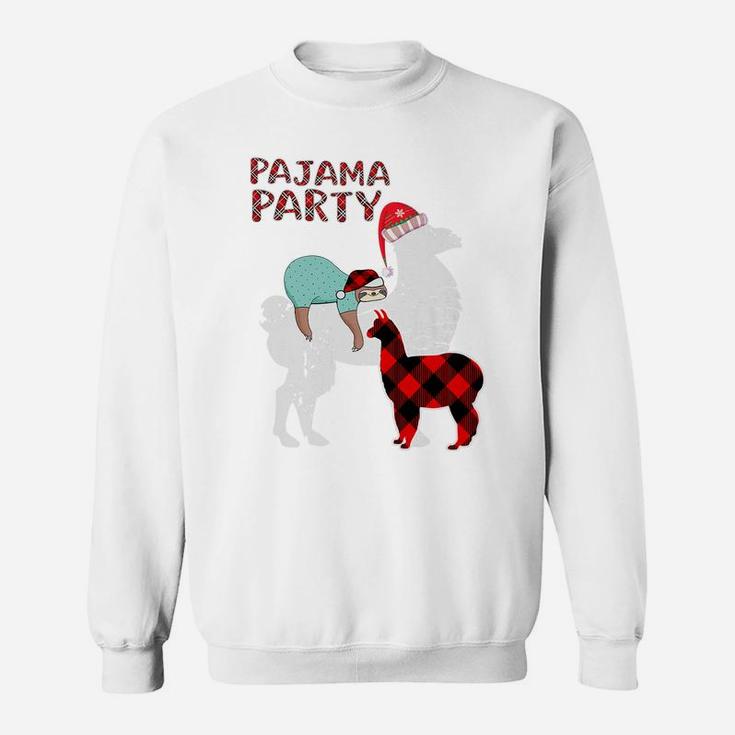 Sleepy Sloth Llama Matching Family Christmas Party Pajama Sweatshirt