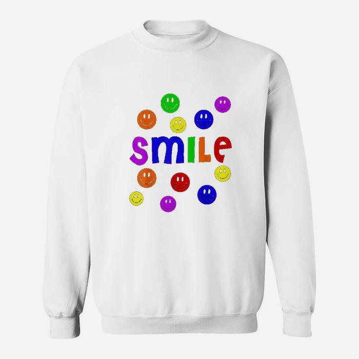 Smileteesall Cute Smile Text With Colorful Smiley Faces Sweatshirt