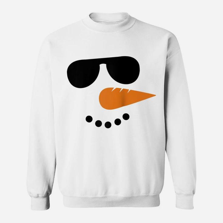 Snowman Face Christmas Funny Santa Claus Xmas Sunglass Cool Raglan Baseball Tee Sweatshirt
