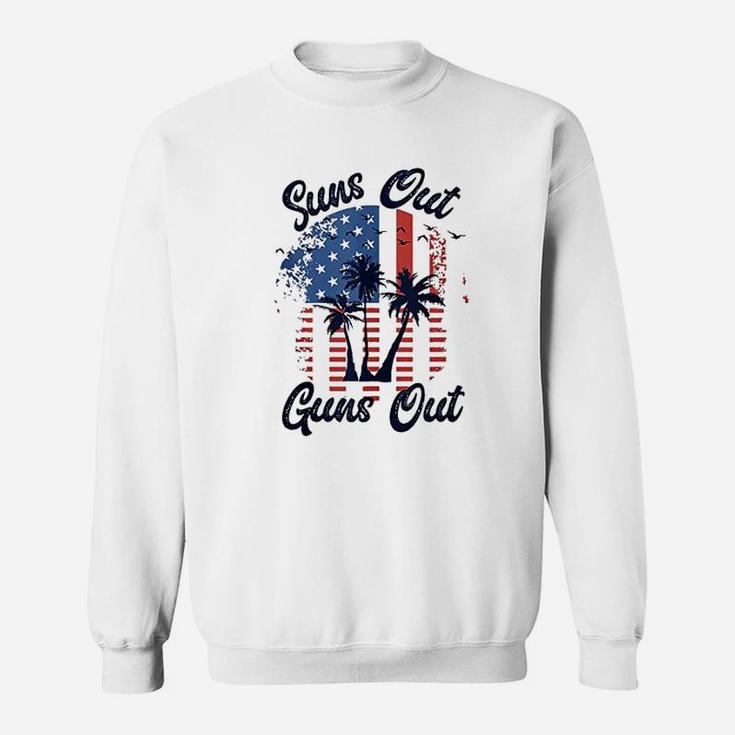 Suns Out Gns Out  Men Women 4Th Of July Usa Flag Sweatshirt